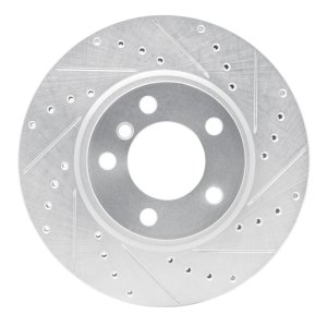 Mini Cooper Countryman Brake Rotor (1) - Front Right - R1 Concepts - Drilled & Slotted - Silver - `11-`16